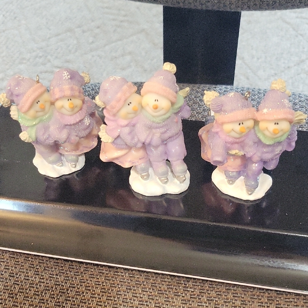 #10 Vintage Adorable Purple Snowman Figurines